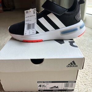 Adidas Kids Sneakers Black with White and Red Accents